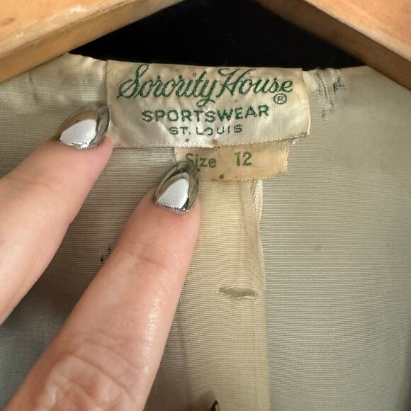 50s Vintage SORORITY HOUSE | Black Velvet 3/4 Sleeve Evening Jacket 12 / Large - Picture 3 of 8